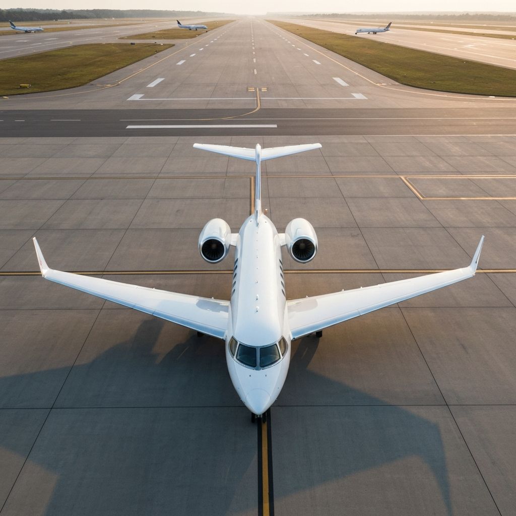 Private jet on runway